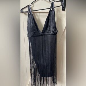 Lulus Black Fringe Dress